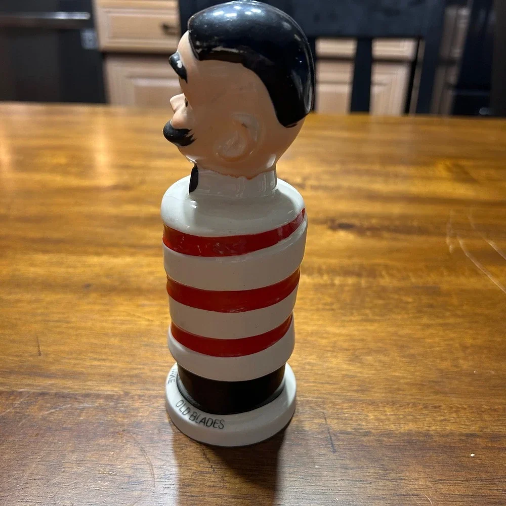 Vintage Barber Pole Razor Blade Bank Ceramic Red White National Potteries Japan
